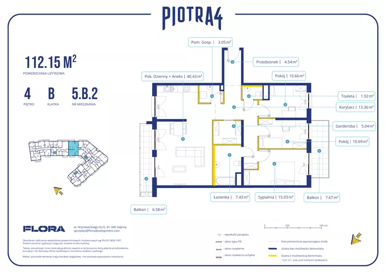 4 pokoje, apartament 112,15 m², piętro 4, oferta nr 5.B.2, Piotra 4, Gdynia, Śródmieście, ul. Św. Piotra 4