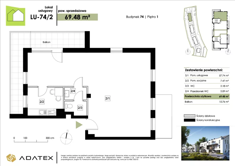Lokal użytkowy 69,48 m², oferta nr LU-74/2, Zielona Podkowa - lokale usługowe, Otrębusy, ul. Waniliowa 7/2