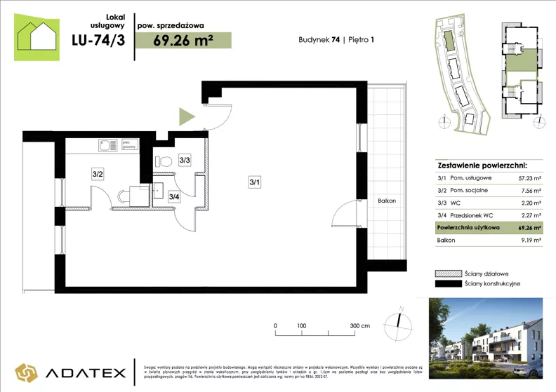 Lokal użytkowy 69,26 m², oferta nr LU-74/3, Zielona Podkowa - lokale usługowe, Otrębusy, ul. Waniliowa 7/2