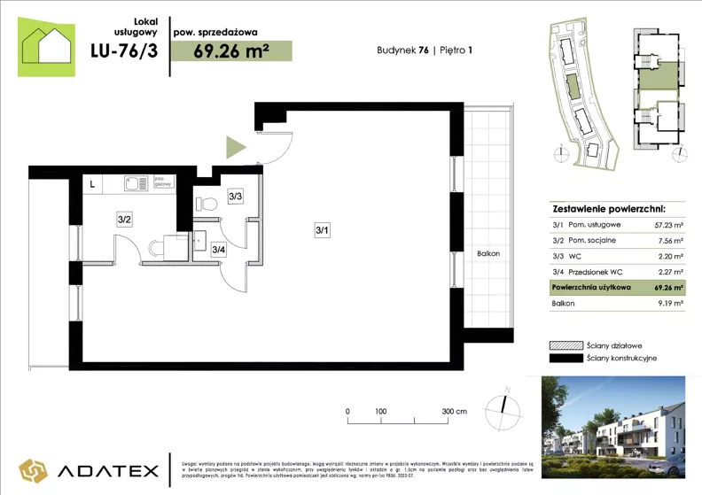 Lokal użytkowy 69,26 m², oferta nr LU-76/3, Zielona Podkowa - lokale usługowe, Otrębusy, ul. Waniliowa 7/2