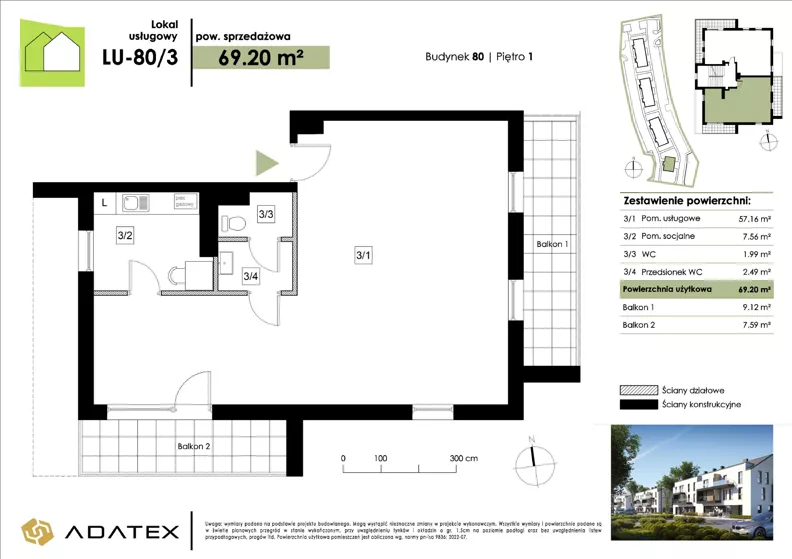 Lokal użytkowy 69,20 m², oferta nr LU-80/3, Zielona Podkowa - lokale usługowe, Otrębusy, ul. Waniliowa 7/2