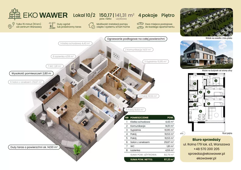 4 pokoje, apartament 141,31 m², piętro 1, oferta nr 10.2, Eko Wawer II, Warszawa, Wawer, Zerzeń, ul. Chodzieska