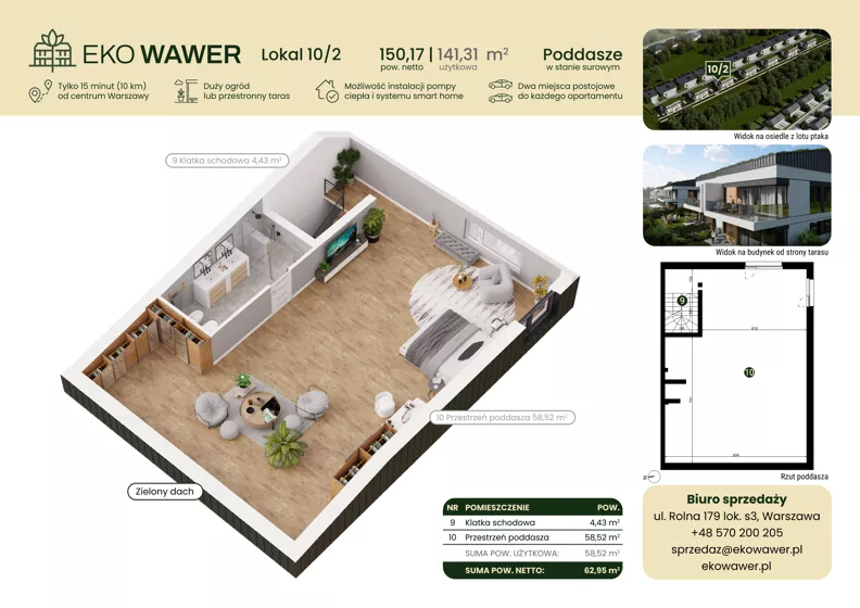 4 pokoje, apartament 141,31 m², piętro 1, oferta nr 10.2, Eko Wawer II, Warszawa, Wawer, Zerzeń, ul. Chodzieska