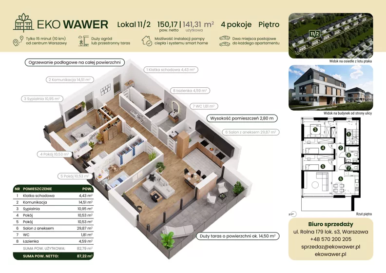 4 pokoje, apartament 141,31 m², piętro 1, oferta nr 11.2, Eko Wawer II, Warszawa, Wawer, Zerzeń, ul. Chodzieska