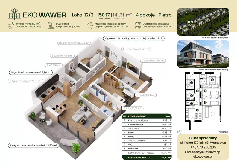 4 pokoje, apartament 141,31 m², piętro 1, oferta nr 12.2, Eko Wawer II, Warszawa, Wawer, Zerzeń, ul. Chodzieska
