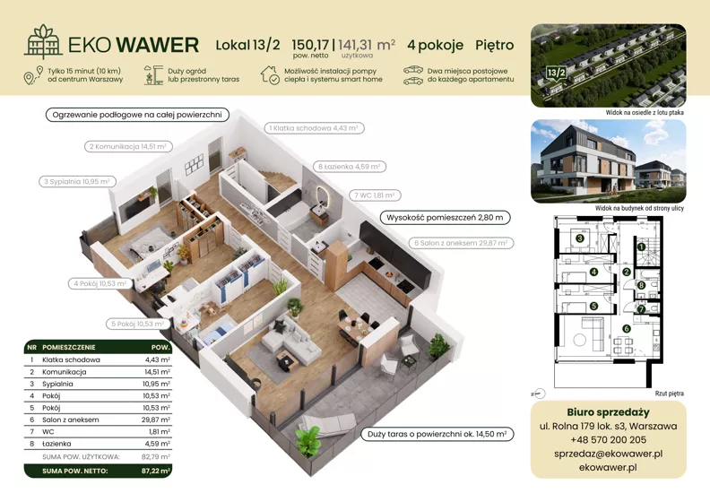 4 pokoje, apartament 141,31 m², piętro 1, oferta nr 13.2, Eko Wawer II, Warszawa, Wawer, Zerzeń, ul. Chodzieska