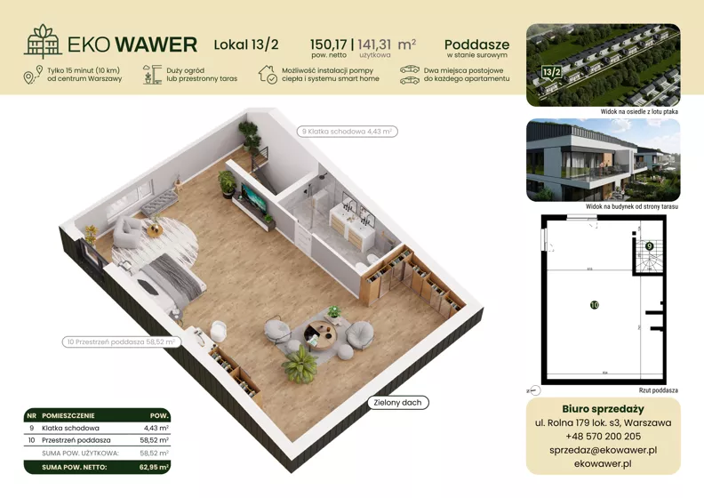 4 pokoje, apartament 141,31 m², piętro 1, oferta nr 13.2, Eko Wawer II, Warszawa, Wawer, Zerzeń, ul. Chodzieska