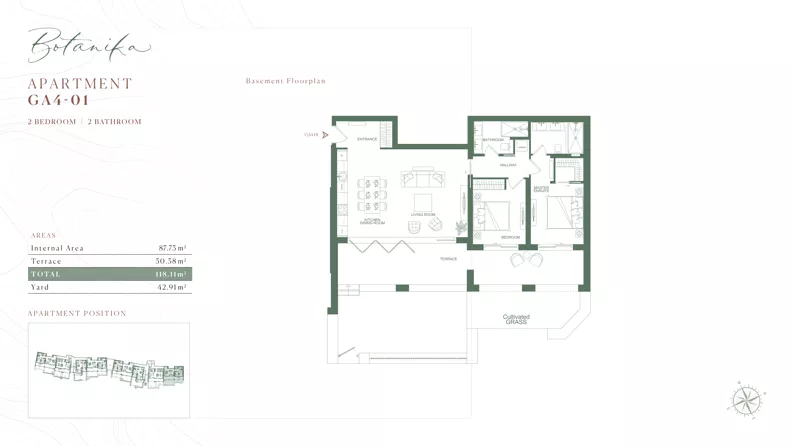 3 pokoje, mieszkanie 118,11 m², parter, oferta nr GA4-01, Botanika - The Peaks by Luštica Bay, Radovici