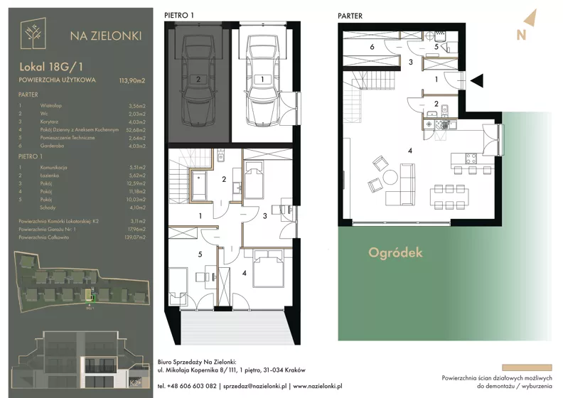 4 pokoje, mieszkanie 113,90 m², parter, oferta nr 18G/1, Na Zielonki - Etap II, Kraków, Prądnik Biały, ul. Na Zielonki 20