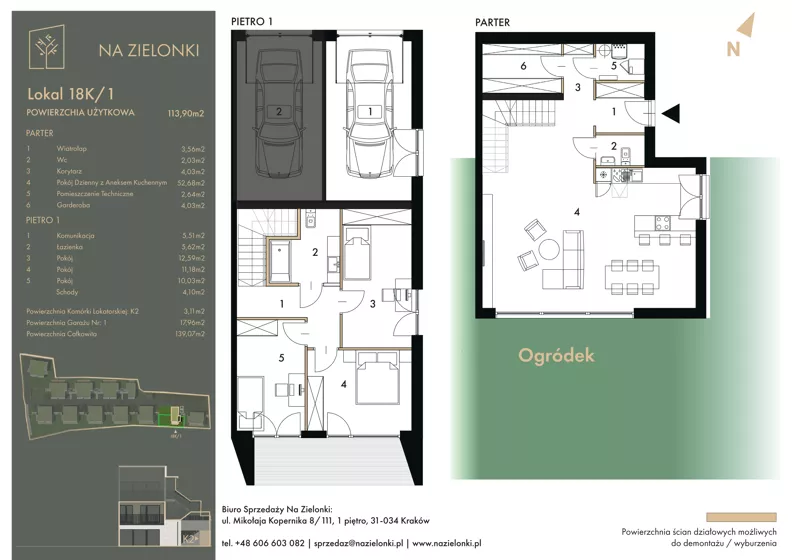 4 pokoje, mieszkanie 113,90 m², parter, oferta nr 18K/1, Na Zielonki - Etap II, Kraków, Prądnik Biały, ul. Na Zielonki 20