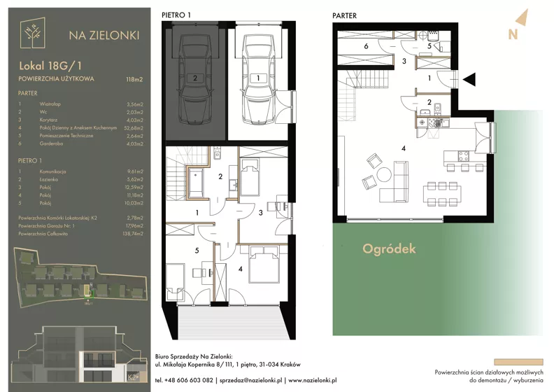 4 pokoje, mieszkanie 118,00 m², parter, oferta nr 18G/1, Na Zielonki - Etap II, Kraków, Prądnik Biały, ul. Na Zielonki 20