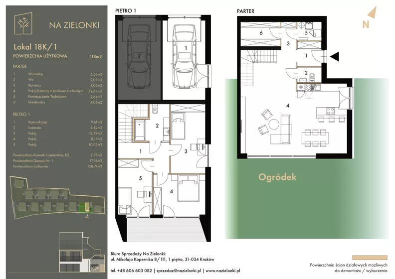 4 pokoje, mieszkanie 118,00 m², parter, oferta nr 18K/1, Na Zielonki - Etap II, Kraków, Prądnik Biały, ul. Na Zielonki 20
