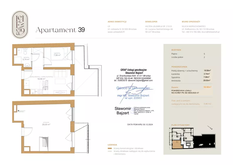 3 pokoje, mieszkanie 58,90 m², piętro 6, oferta nr A39, Lelewela 9, Wrocław, Stare Miasto, ul. Joachima Lelewela 9