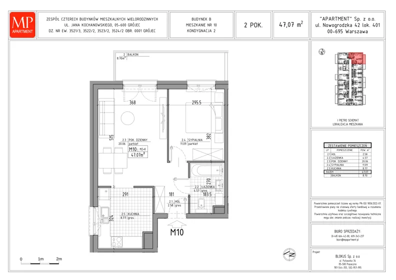 2 pokoje, mieszkanie 47,07 m², piętro 1, oferta nr B.10, Trakt Królewski, Grójec, ul. Mikołaja Reja 9