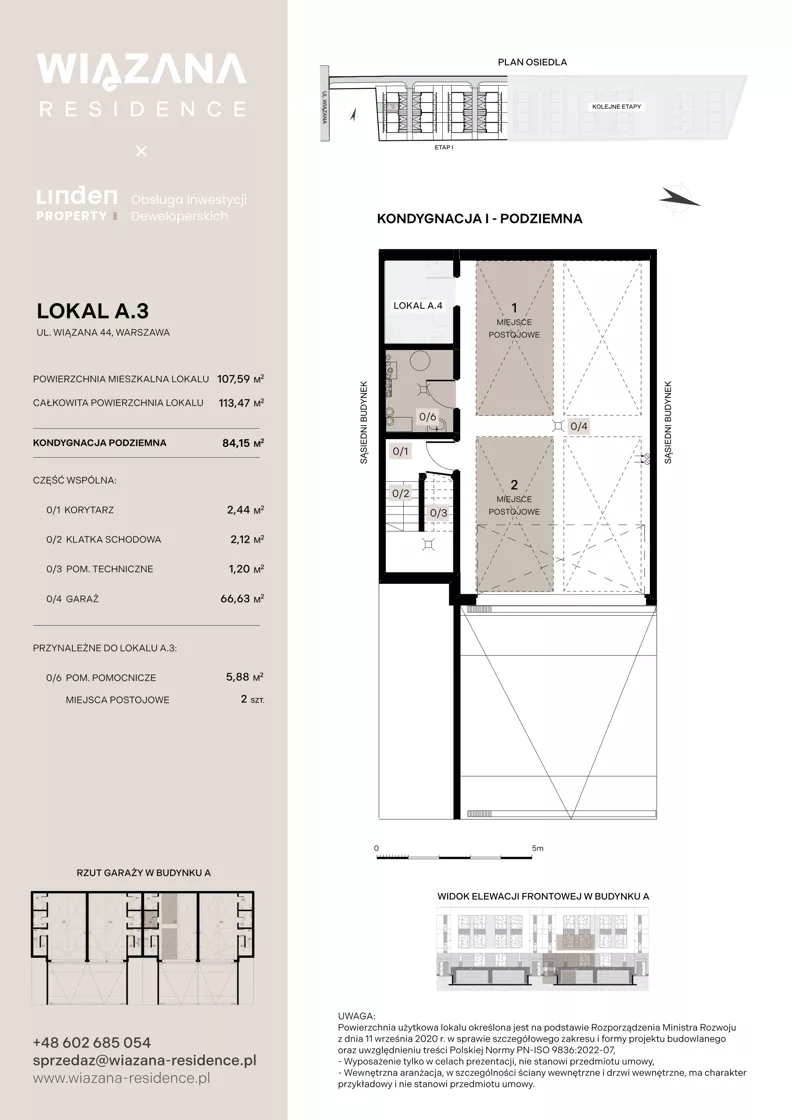 4 pokoje, mieszkanie 107,59 m², parter, oferta nr A.3, Wiązana Residence, Warszawa, Wawer, Zerzeń, ul. Wiązana 44