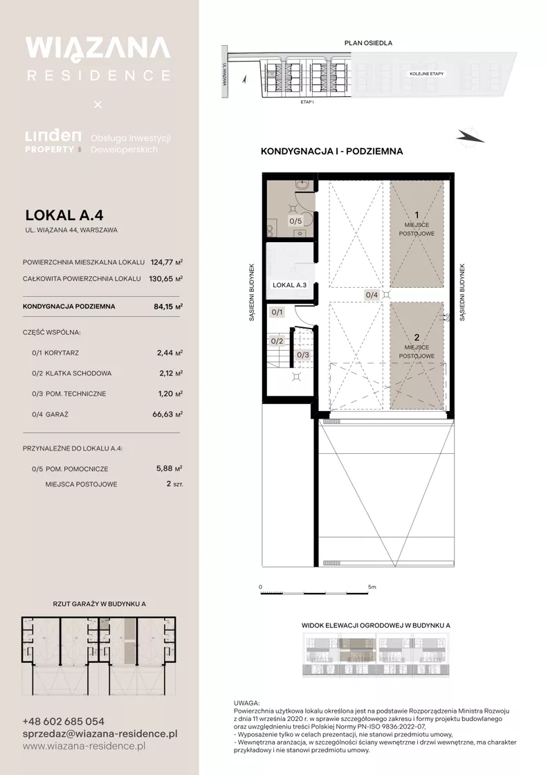 5 pokoi, mieszkanie 124,77 m², piętro 1, oferta nr A.4, Wiązana Residence, Warszawa, Wawer, Zerzeń, ul. Wiązana 44