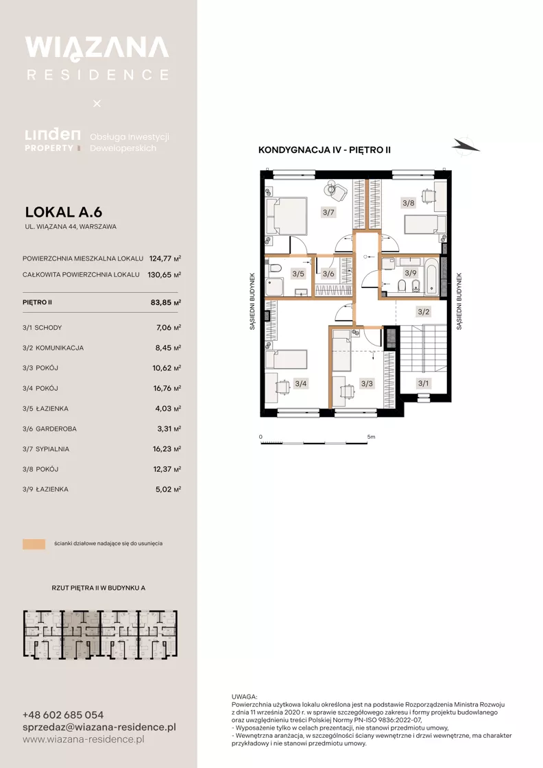 5 pokoi, mieszkanie 124,77 m², piętro 1, oferta nr A.6, Wiązana Residence, Warszawa, Wawer, Zerzeń, ul. Wiązana 44