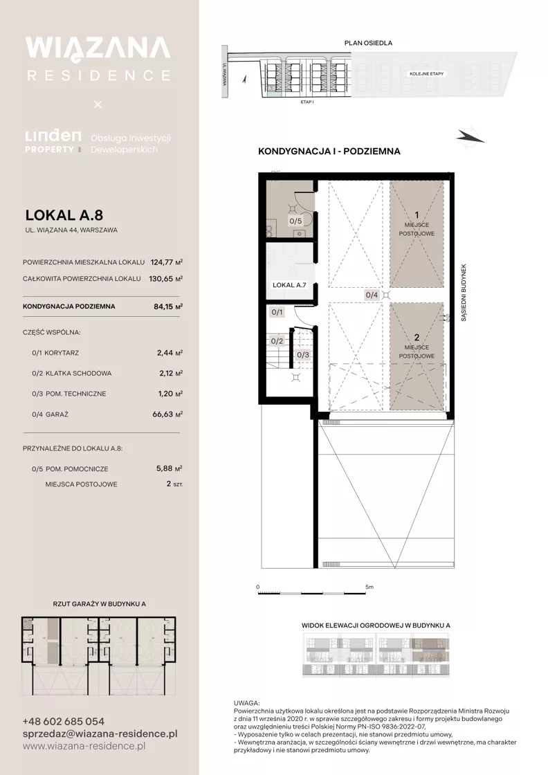 5 pokoi, mieszkanie 124,77 m², piętro 1, oferta nr A.8, Wiązana Residence, Warszawa, Wawer, Zerzeń, ul. Wiązana 44