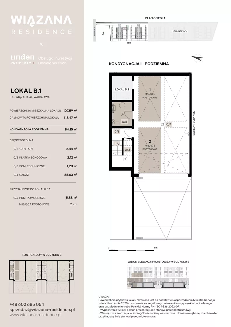 4 pokoje, mieszkanie 107,59 m², parter, oferta nr B.1, Wiązana Residence, Warszawa, Wawer, Zerzeń, ul. Wiązana 44