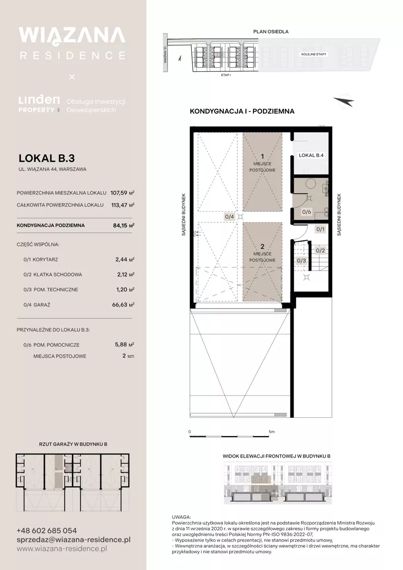 4 pokoje, mieszkanie 107,59 m², parter, oferta nr B.3, Wiązana Residence, Warszawa, Wawer, Zerzeń, ul. Wiązana 44