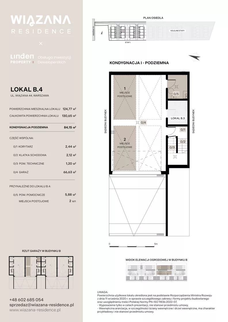5 pokoi, mieszkanie 124,77 m², piętro 1, oferta nr B.4, Wiązana Residence, Warszawa, Wawer, Zerzeń, ul. Wiązana 44