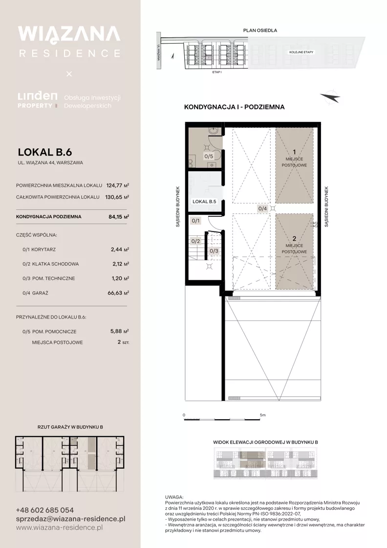 5 pokoi, mieszkanie 124,77 m², piętro 1, oferta nr B.6, Wiązana Residence, Warszawa, Wawer, Zerzeń, ul. Wiązana 44