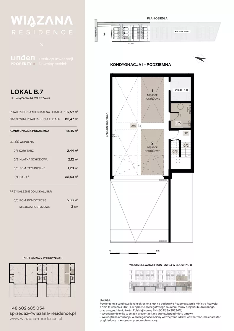 4 pokoje, mieszkanie 107,59 m², parter, oferta nr B.7, Wiązana Residence, Warszawa, Wawer, Zerzeń, ul. Wiązana 44