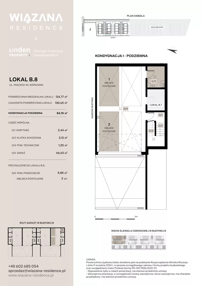 5 pokoi, mieszkanie 124,77 m², piętro 1, oferta nr B.8, Wiązana Residence, Warszawa, Wawer, Zerzeń, ul. Wiązana 44