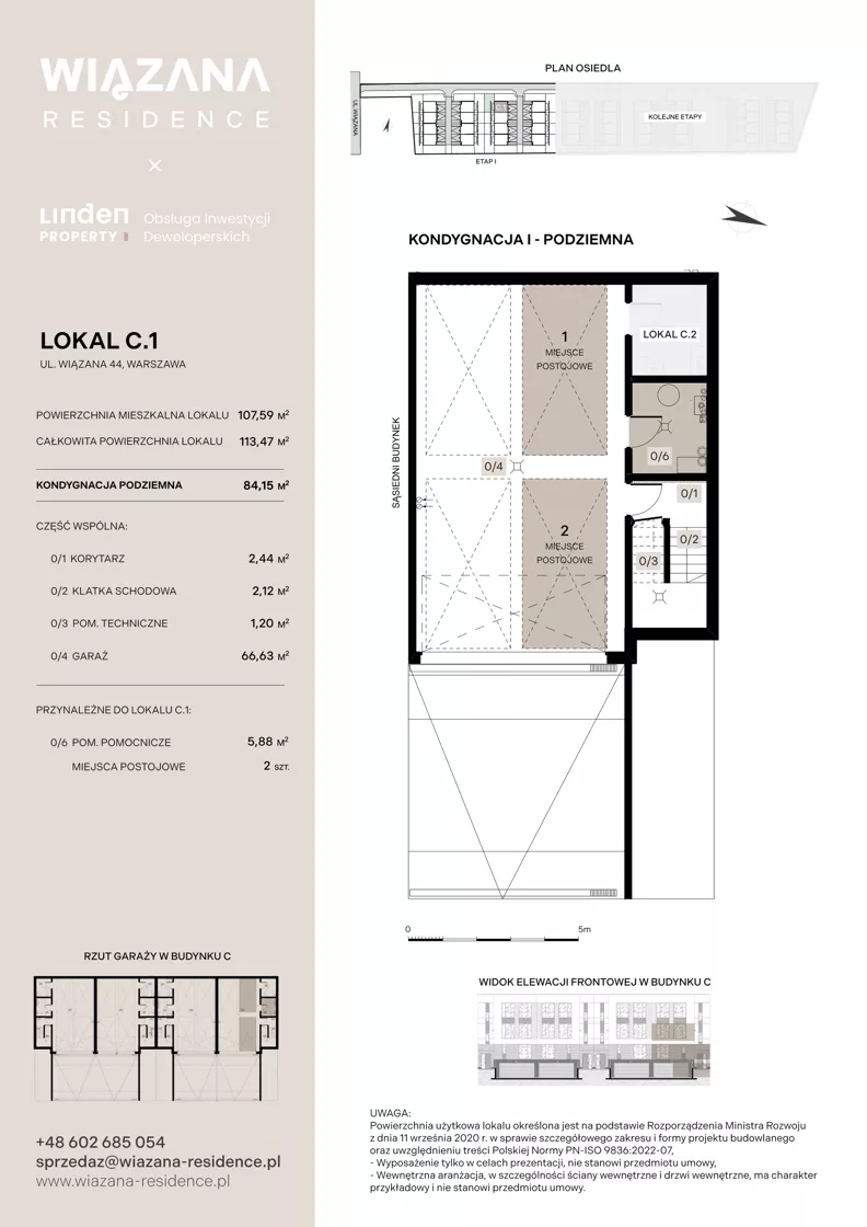 4 pokoje, mieszkanie 107,59 m², parter, oferta nr C.1, Wiązana Residence, Warszawa, Wawer, Zerzeń, ul. Wiązana 44