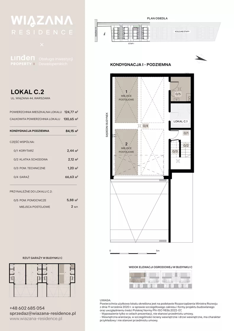 5 pokoi, mieszkanie 124,77 m², piętro 1, oferta nr C.2, Wiązana Residence, Warszawa, Wawer, Zerzeń, ul. Wiązana 44
