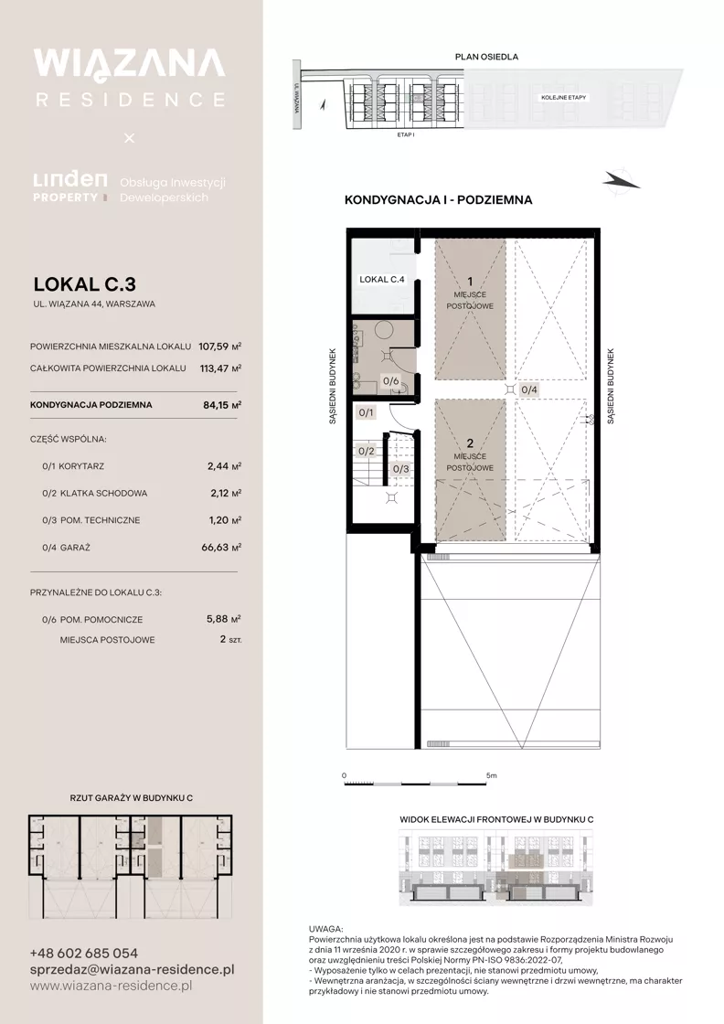 4 pokoje, mieszkanie 107,59 m², parter, oferta nr C.3, Wiązana Residence, Warszawa, Wawer, Zerzeń, ul. Wiązana 44