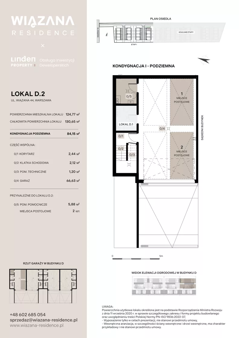 5 pokoi, mieszkanie 124,77 m², piętro 1, oferta nr D.2, Wiązana Residence, Warszawa, Wawer, Zerzeń, ul. Wiązana 44
