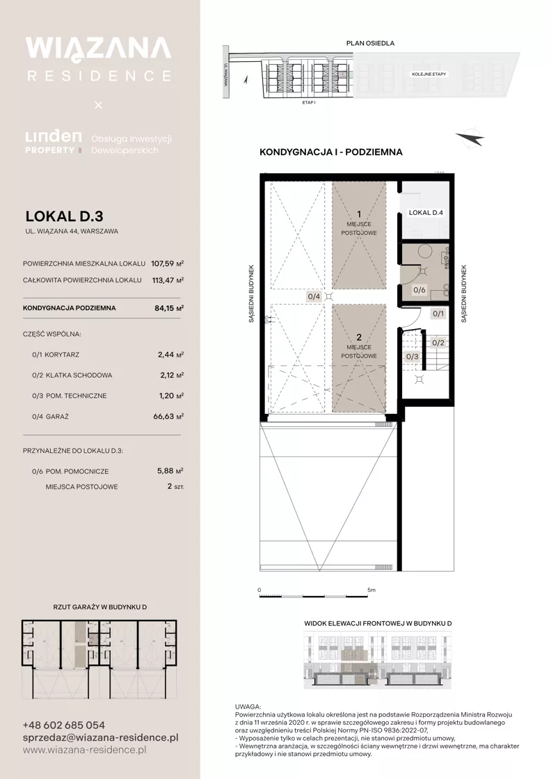 4 pokoje, mieszkanie 107,59 m², parter, oferta nr D.3, Wiązana Residence, Warszawa, Wawer, Zerzeń, ul. Wiązana 44