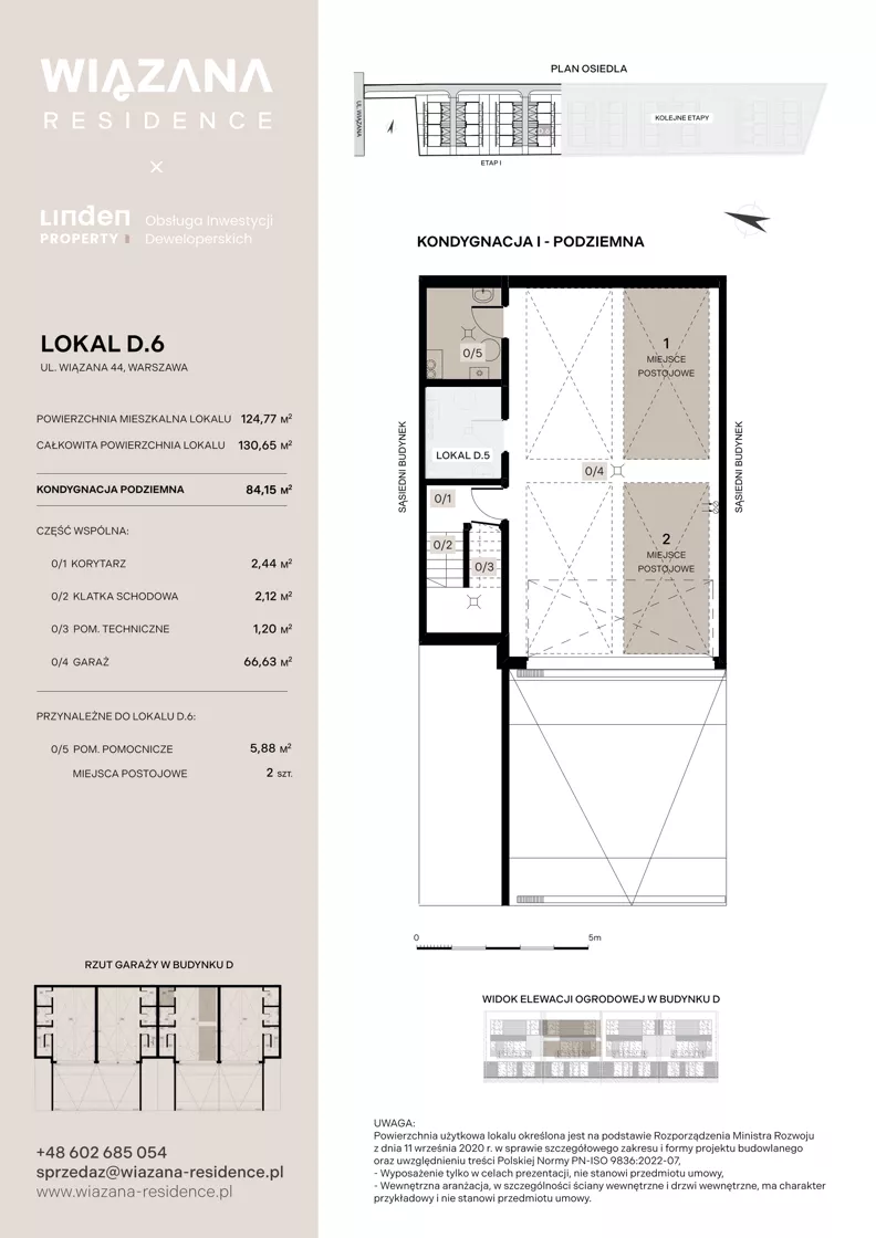 5 pokoi, mieszkanie 124,77 m², piętro 1, oferta nr D.6, Wiązana Residence, Warszawa, Wawer, Zerzeń, ul. Wiązana 44