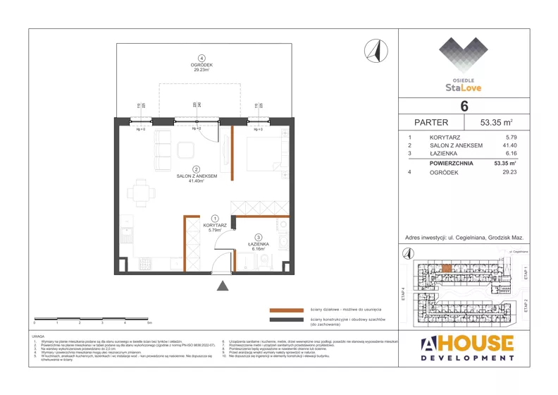 1 pokój, mieszkanie 53,35 m², parter, oferta nr M6, Osiedle StaLove Etap III, Grodzisk Mazowiecki, ul. Cegielniana 3