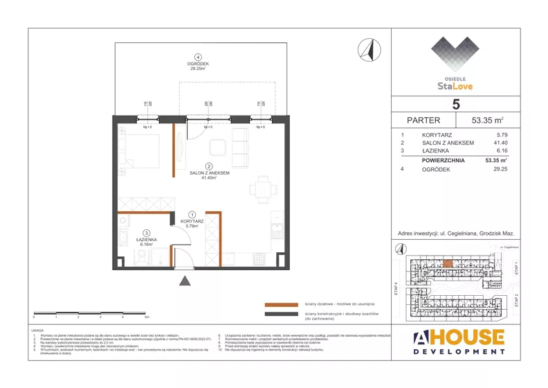 1 pokój, mieszkanie 53,35 m², parter, oferta nr M5, Osiedle StaLove Etap III, Grodzisk Mazowiecki, ul. Cegielniana 3