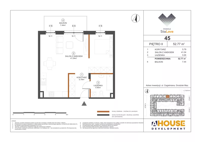 1 pokój, mieszkanie 52,77 m², piętro 2, oferta nr M45, Osiedle StaLove Etap III, Grodzisk Mazowiecki, ul. Cegielniana 3