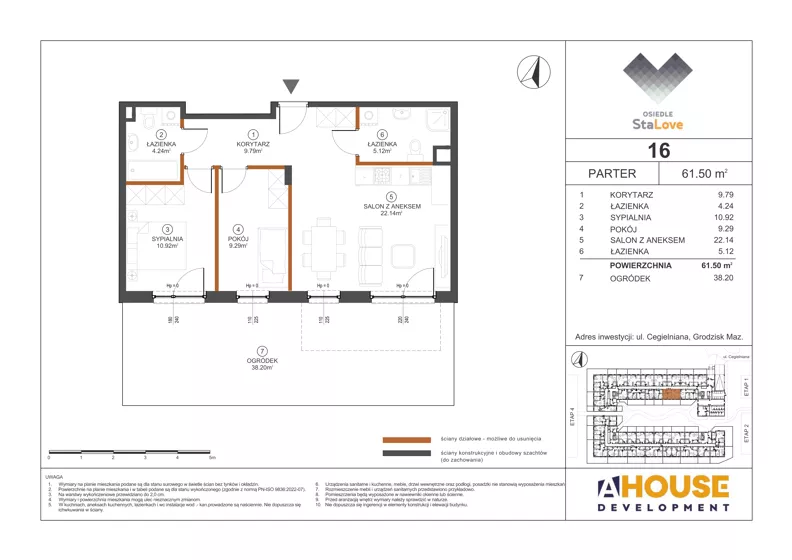 3 pokoje, mieszkanie 61,50 m², parter, oferta nr M16, Osiedle StaLove Etap III, Grodzisk Mazowiecki, ul. Cegielniana 3