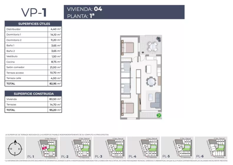 3 pokoje, mieszkanie 80,50 m², piętro 1, oferta nr 4, Av. de las Habaneras, Torrevieja, Av. de las Habaneras