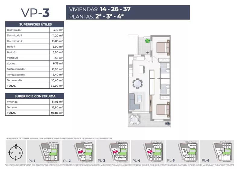 3 pokoje, mieszkanie 81,05 m², piętro 4, oferta nr 37, Av. de las Habaneras, Torrevieja, Av. de las Habaneras