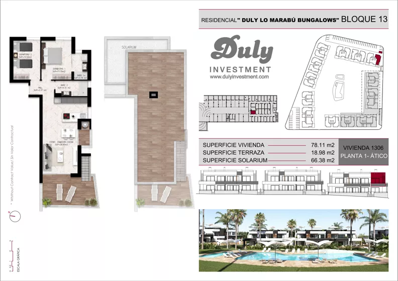 3 pokoje, mieszkanie 78,11 m², piętro 1, oferta nr 1306, Lo Marabu, Quesada, c. Gijon