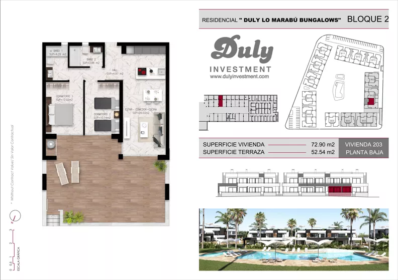 3 pokoje, mieszkanie 72,90 m², parter, oferta nr 203, Lo Marabu, Quesada, c. Gijon