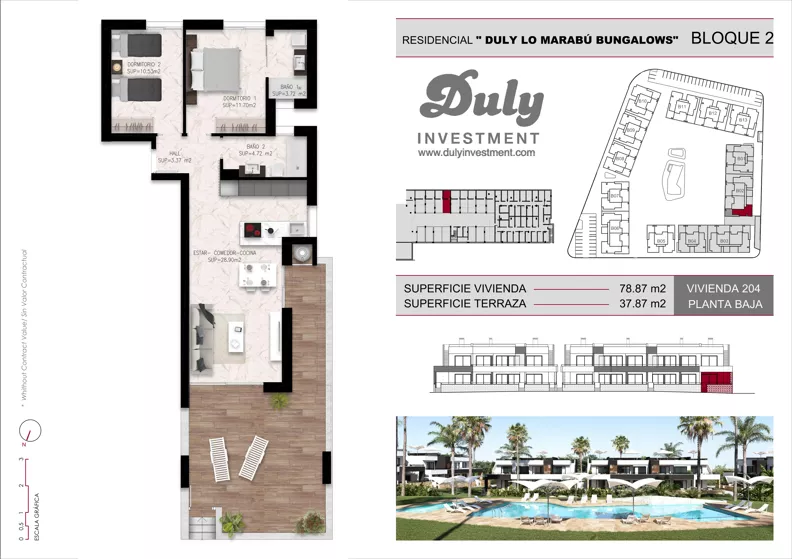 3 pokoje, mieszkanie 78,87 m², parter, oferta nr 204, Lo Marabu, Quesada, c. Gijon
