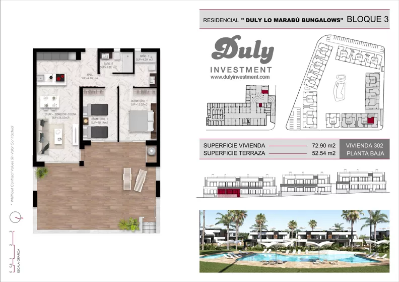 3 pokoje, mieszkanie 72,90 m², parter, oferta nr 302, Lo Marabu, Quesada, c. Gijon