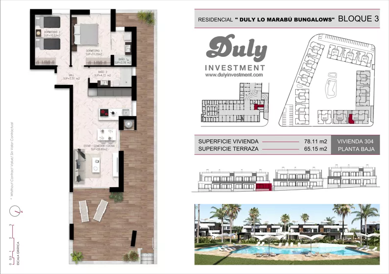 3 pokoje, mieszkanie 78,11 m², parter, oferta nr 304, Lo Marabu, Quesada, c. Gijon