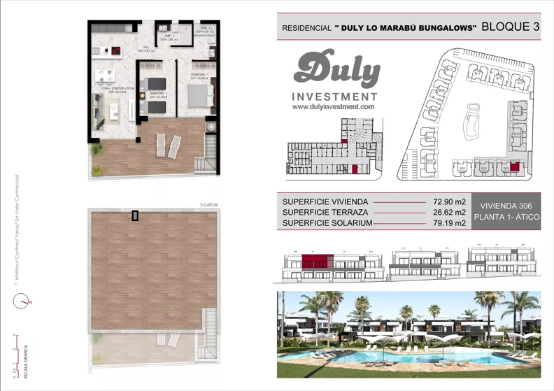 3 pokoje, mieszkanie 72,90 m², piętro 1, oferta nr 306, Lo Marabu, Quesada, c. Gijon