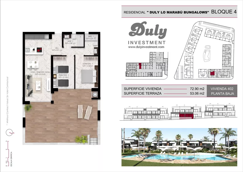 3 pokoje, mieszkanie 72,90 m², parter, oferta nr 402, Lo Marabu, Quesada, c. Gijon