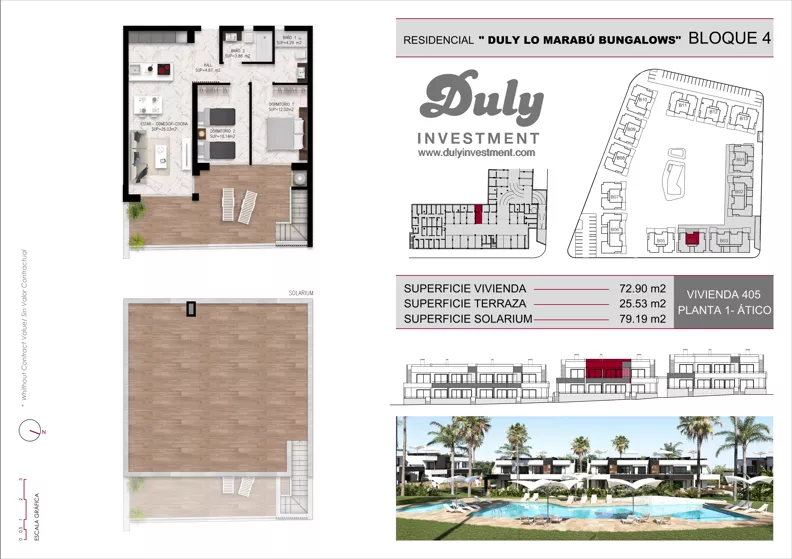 3 pokoje, mieszkanie 72,90 m², piętro 1, oferta nr 405, Lo Marabu, Quesada, c. Gijon
