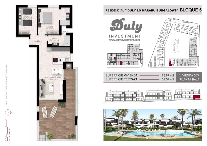 3 pokoje, mieszkanie 78,87 m², parter, oferta nr 503, Lo Marabu, Quesada, c. Gijon