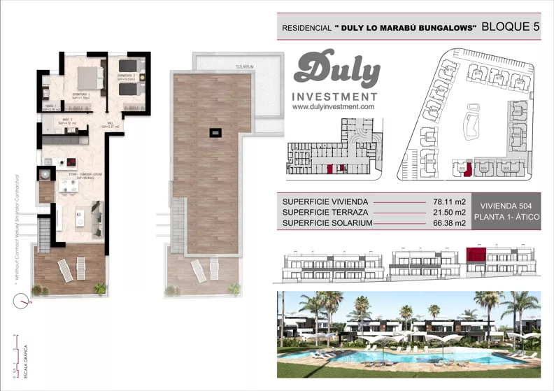 3 pokoje, mieszkanie 78,11 m², piętro 1, oferta nr 504, Lo Marabu, Quesada, c. Gijon